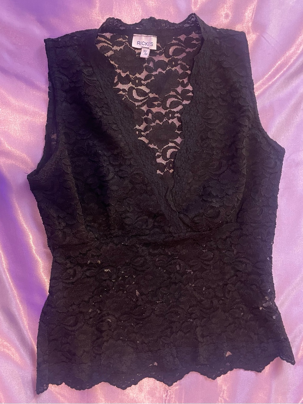 Vintage Y2K Rickis Black Floral Lace Whimsigoth tank top M